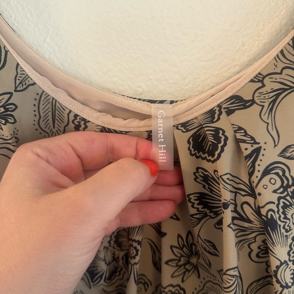 Garnet Hill Black and Olive Floral swim tankini top size 10 - Picture 5 of 8